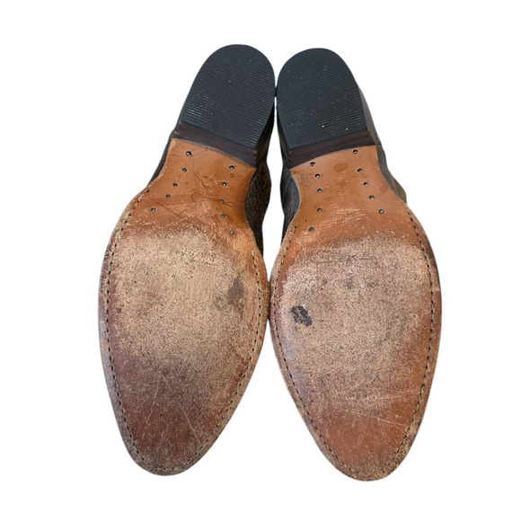 Frye Vintage Brown Leather Deborah Studded Western Ankle Boots - Picture 8 of 10